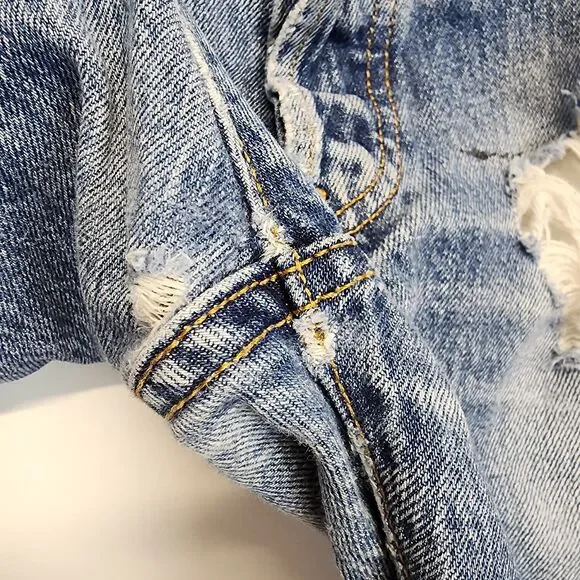 Vintage Levis 501-0115 Denim Jeans 30x24 Blue Altered Destoyed Punk Grunge 80s